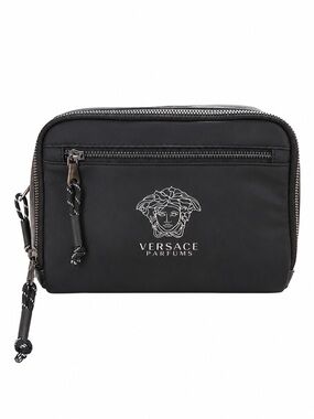 Versace Parfums Black Toiletry Bag Travel Cosmetic Organizer NWT